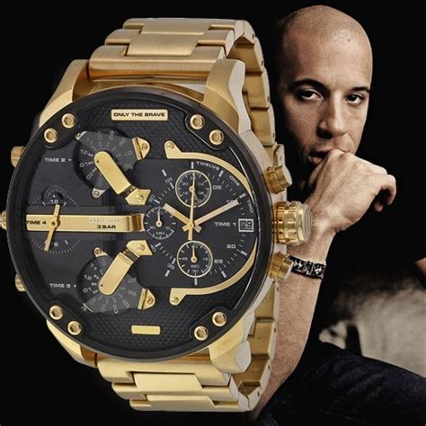 Diesel DZ7333 Mr. Daddy 2.0 Chronograph Men's Watch – Black Dial & Gold Stainless Steel Strap