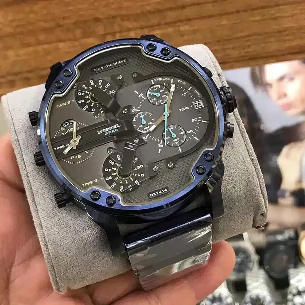 Diesel DZ7414 Daddy 2.0 Chronograph Men's Watch – Grey Dial & Blue Stainless Steel Strap